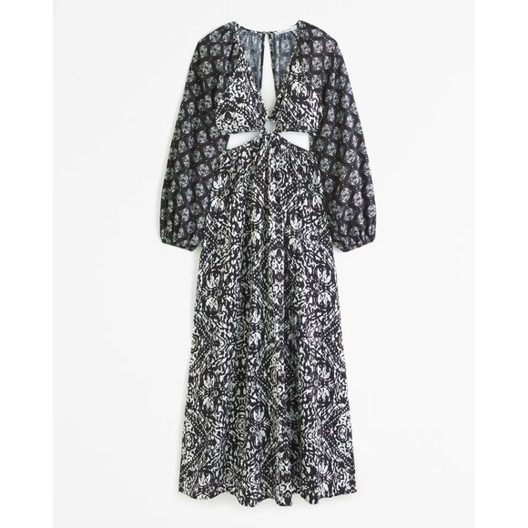 ABERCROMBIE & FITCH Long-Sleeve Plunge Cutout Maxi Dress Size LARGE NWT!  RT120 - Picture 3 of 8